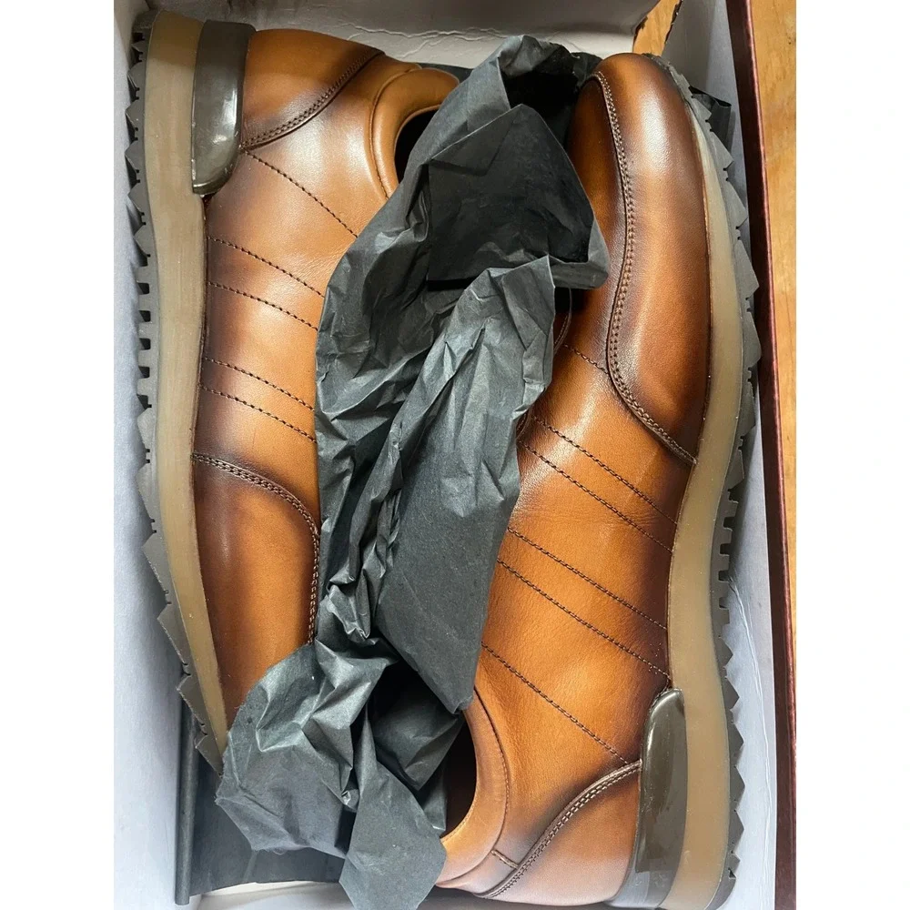 Mezlan Durban Tan‎ Leather Luxury Sneakers Made in Spain 20397 Mens 9.5M